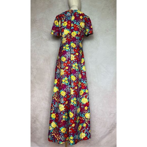 Vintage Mod Flower Power Maxi 1970s Dress - Picture 5 of 7